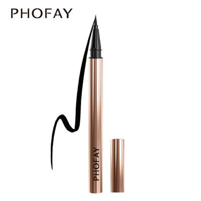 PHOFAY waterproof eyeliner in a sleek rose gold tube with a precise applicator and black liner stroke.