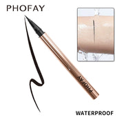 PHOFAY waterproof eyeliner in a sleek rose gold tube with a precise applicator and black liner stroke.