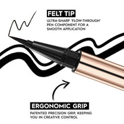 PHOFAY waterproof eyeliner in a sleek rose gold tube with a precise applicator and black liner stroke.