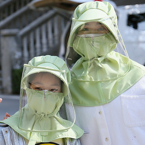 Anti-droplet mask with built-in sun visor for safety