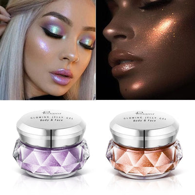 Face Highlighter Jelly Gel Mermaid Eyeshadow Glow Body Glitter Festival Makeup Iluminador Gold Liquid Highlighter Bronzer - VerdeLux Cosmetics 