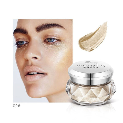 Face Highlighter Jelly Gel Mermaid Eyeshadow Glow Body Glitter Festival Makeup Iluminador Gold Liquid Highlighter Bronzer - VerdeLux Cosmetics 