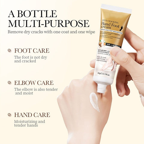 Crack-proof hand cream in a tube for foot, elbow, and hand care, providing moisture and repairing dry cracks.