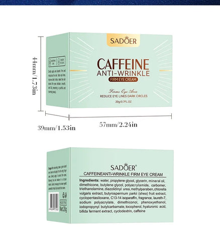 SADOER Caffeine Eye Cream Anti Dark Circles Eyes Bags Remover Firming Moisturizing Eye Creams Beauty Eyes Skin Care Products - VerdeLux Cosmetics 
