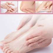 Hands applying Hand And Foot Cream Peach Moisturizing Cream to feet and hands for hydration and nourishment