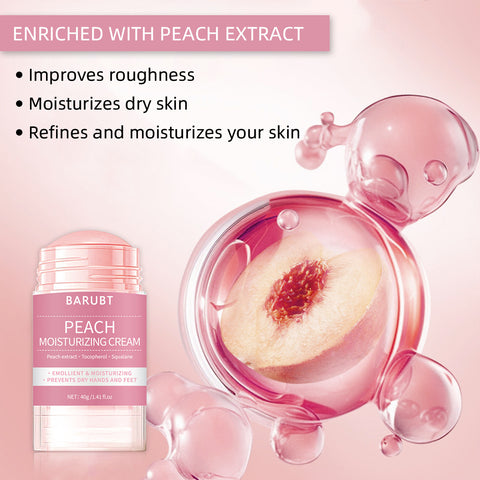 Hand And Foot Cream Peach Moisturizing Cream with peach extract for improving roughness and moisturizing dry skin.
